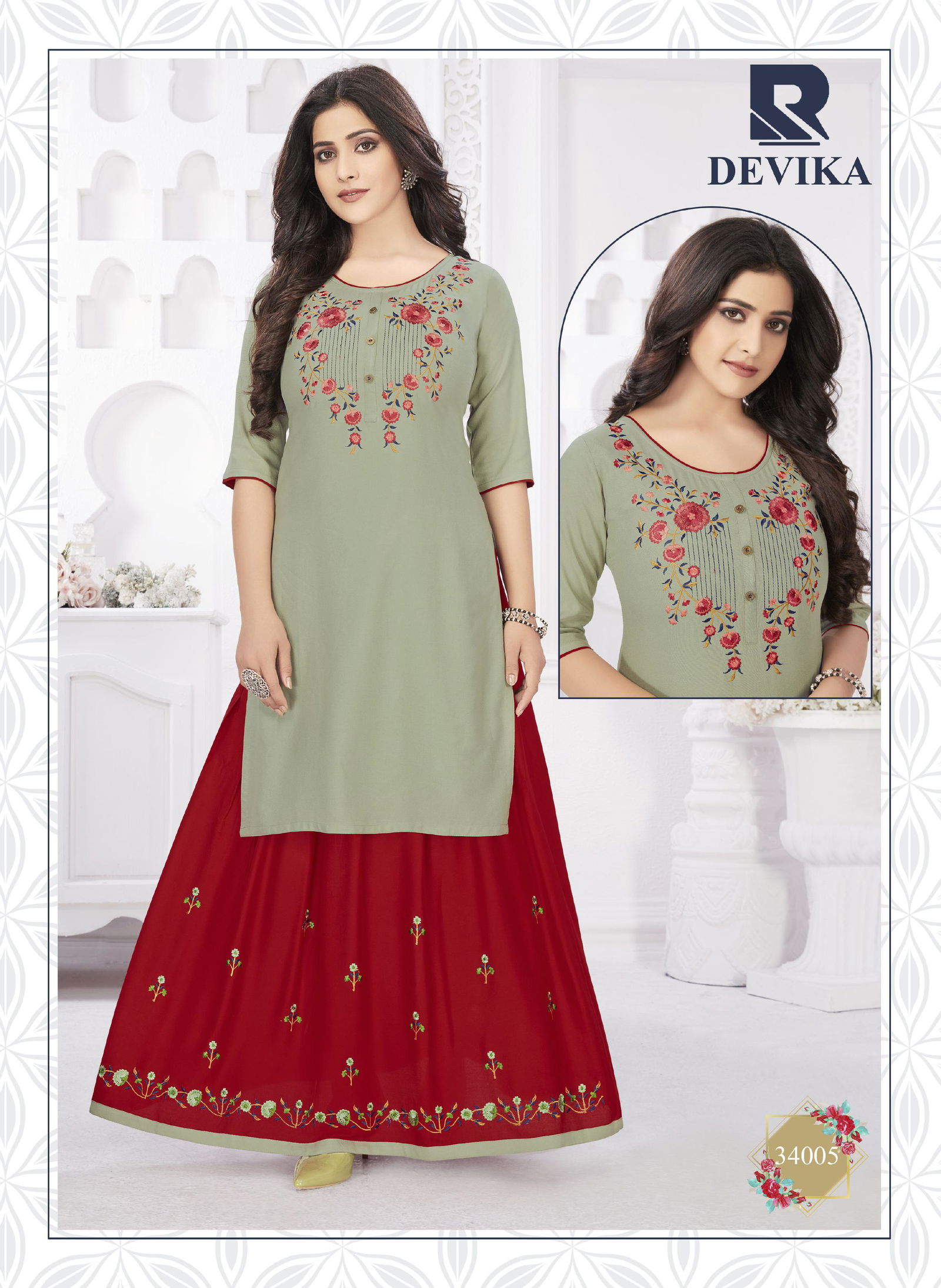 Raashi Devika Fancy Festive Wear Rayon Printed Top With Skirt Collection